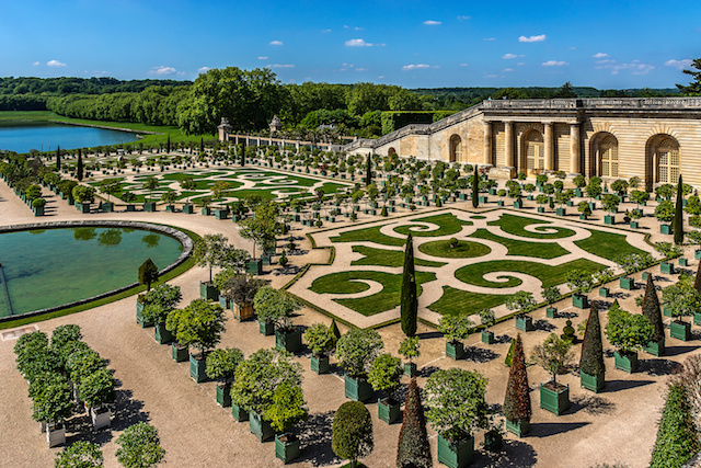 Beautiful Orangerie Parterre in famous Versailles palace. Paris